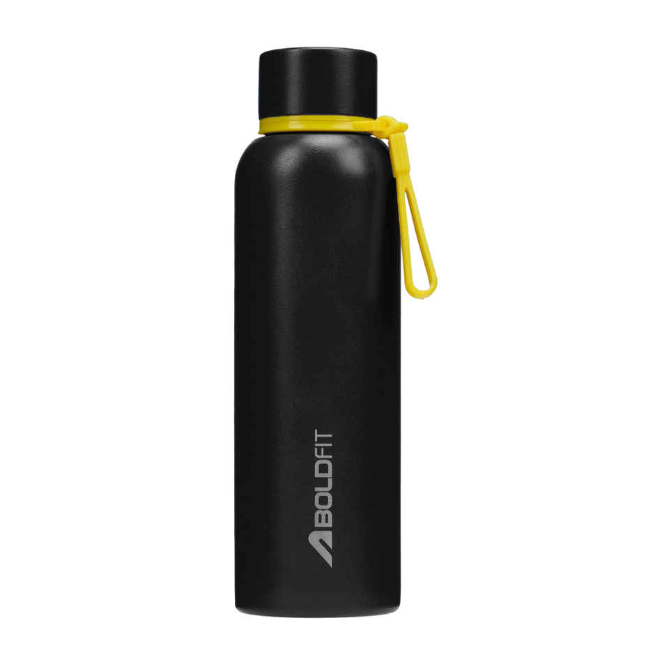 Boldfit Thermosteel Water Bottle | Insulated Hot & Cold Flask for Travel | Black | 700 ml