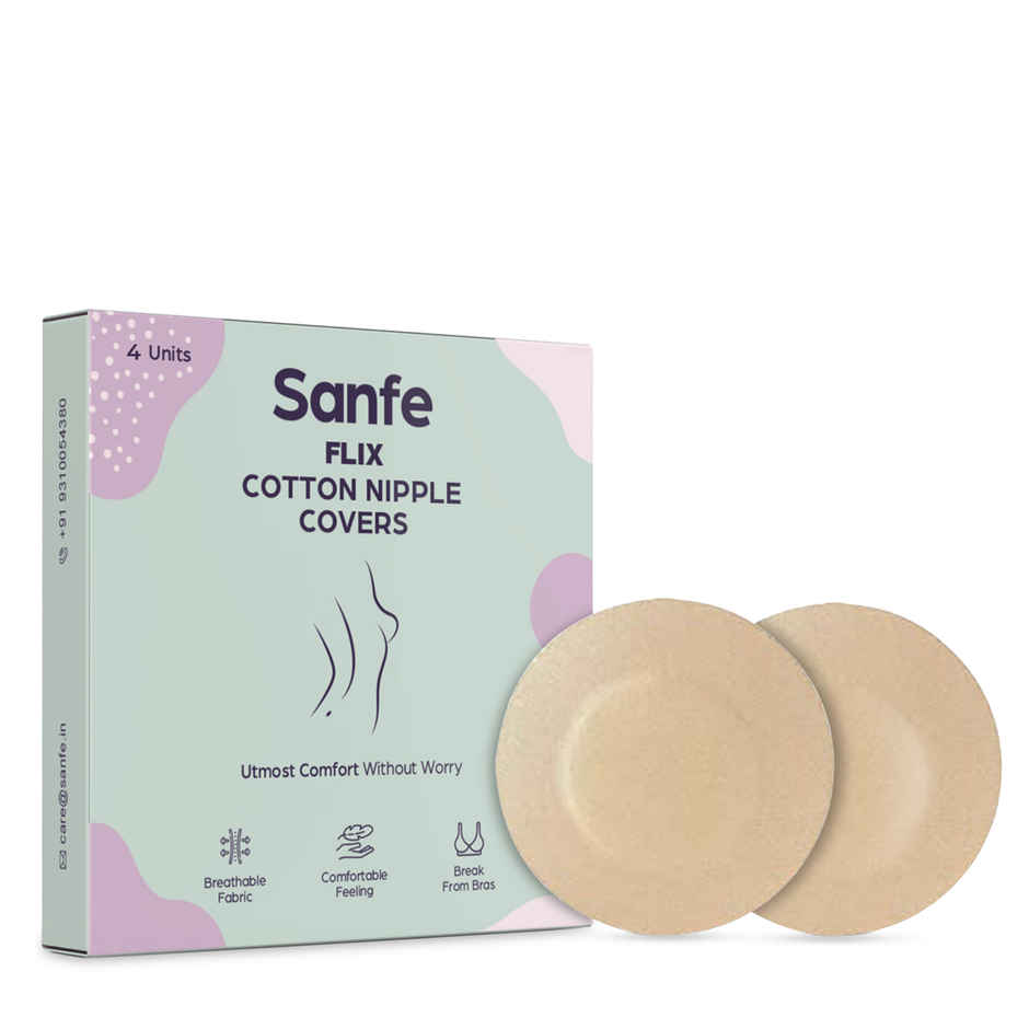 Sanfe Flix Cotton Nipple Covers for Women | Disposable | Breathable | No Show | White