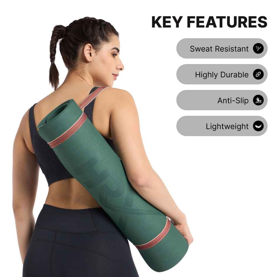 HRX Yoga Mat 4mm | Bottle Green