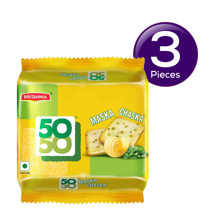 Britannia 50-50 Maska Chaska Biscuits Butter Flavoured Crackers | Combo