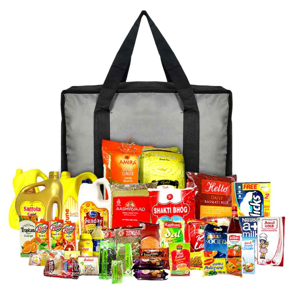 Kuber Industries Rexine Shopping/Grocery Bag for Fruits | Vegetables with Handles (Grey)