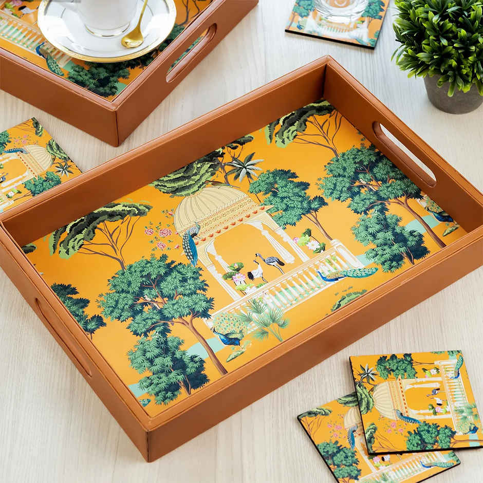 Birch & Co. Serving Tray - Heritage With Four Free Matching Coasters