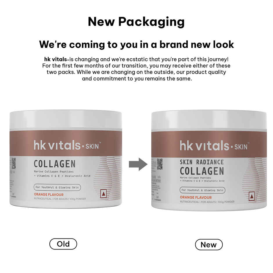 hk vitals Skin Radiance Collagen Supplement with Biotin (Orange, 100g)