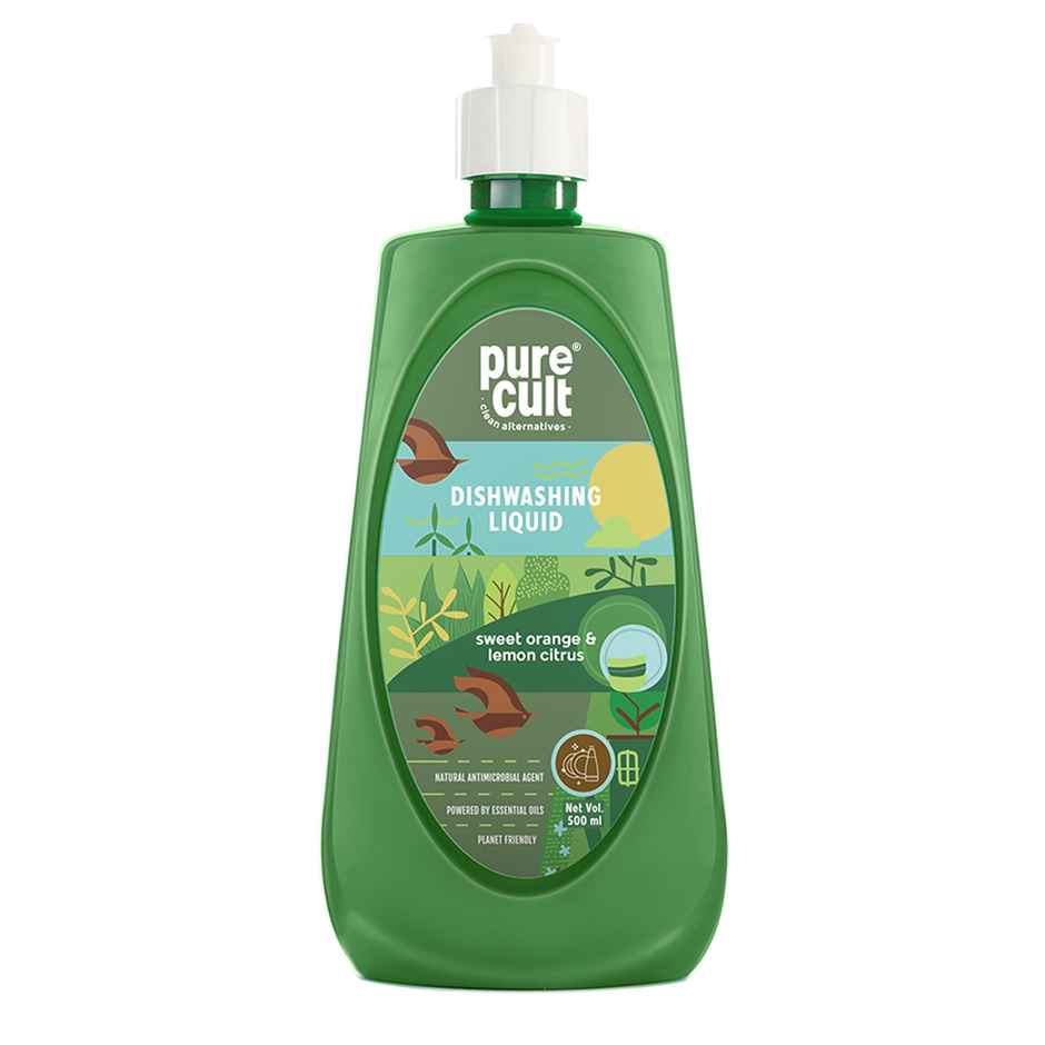 Purecult Dishwash Liquid With Sweet Orange & Lemon Essential Oil - Bottle