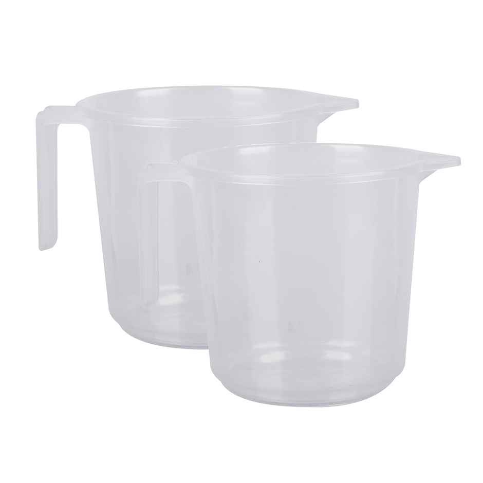 Kuber Industries Plastic Bathroom Mug|Bath Mug | 1500 ml | Pack of 2 | Transparent
