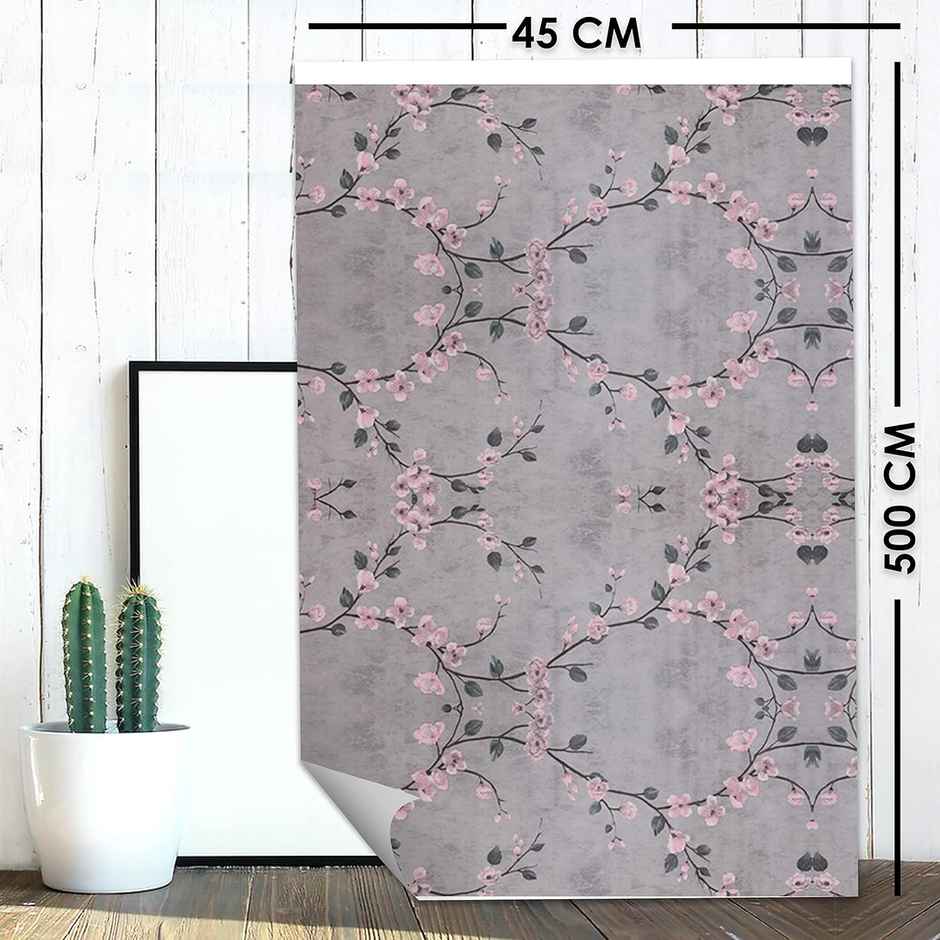 Wollzo Grey Floral Flower Decorative Wallpaper (45 X 500 Cm)