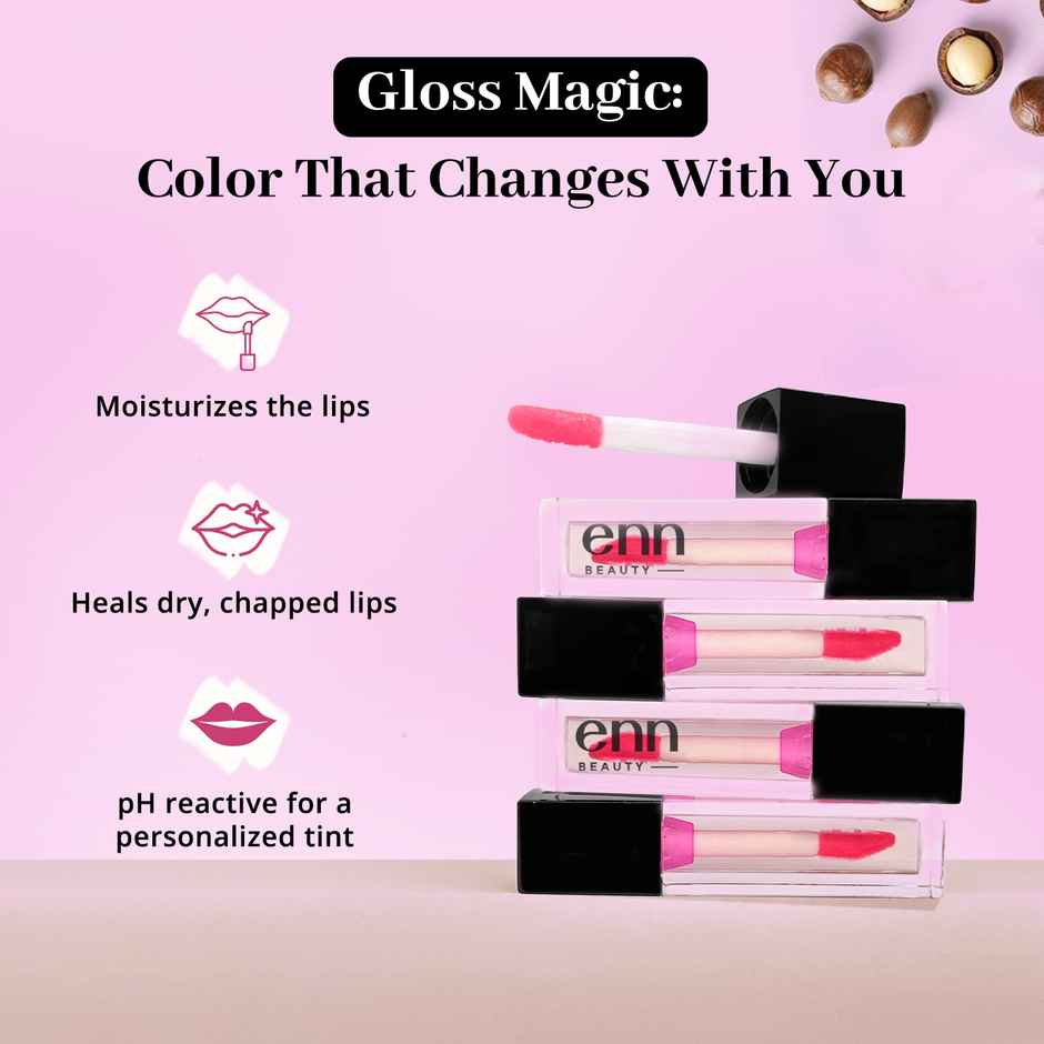 ENN Beauty pH Lip Gloss, Non Sticky Color Changing Lip Oil with Squalene