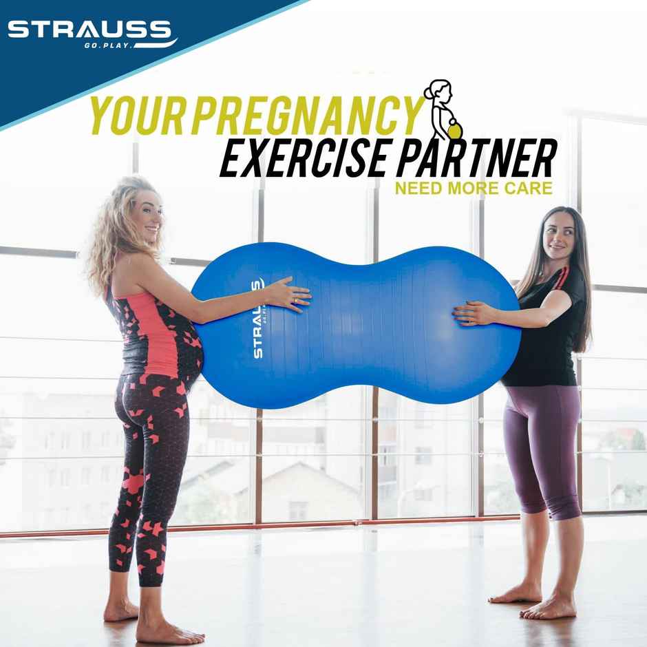 Strauss Rubber Anti-burst Gym Ball | Peanut Shape | 95x45 Cm | Blue