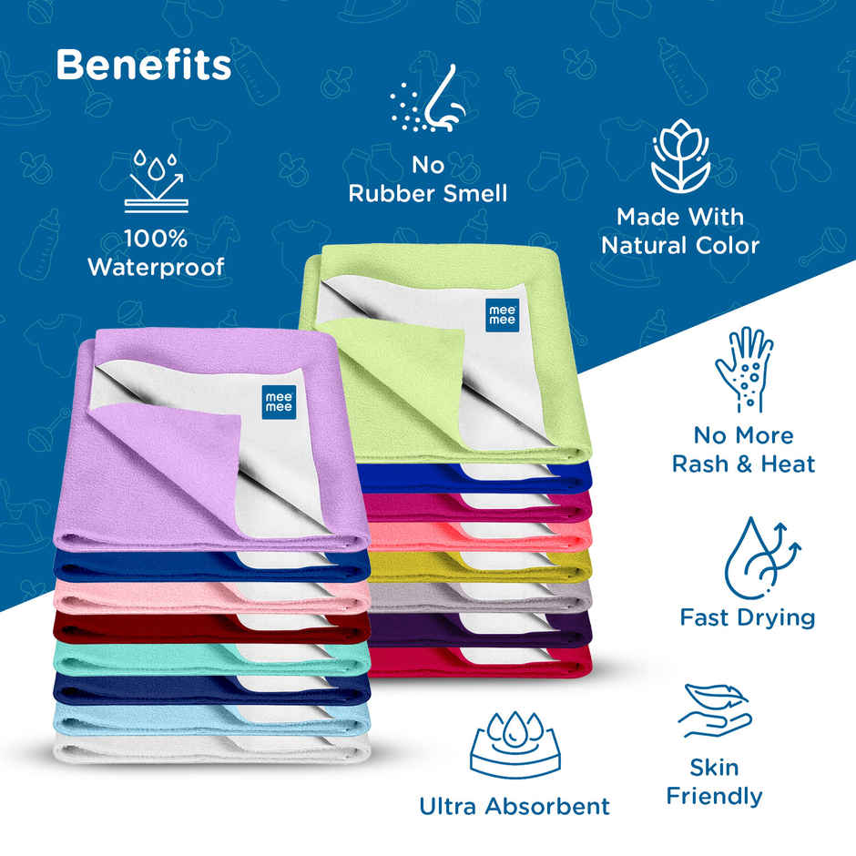 Mee Mee Reusable Waterproof/Extra Absorbent Cotton Mat/Dry Sheets/Bed Protector (Small | Green)