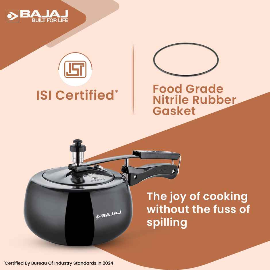 Bajaj 2 Liter Hard Anodised Inner Lid Induction Compatible Pressure Cooker New Shakti 2hd