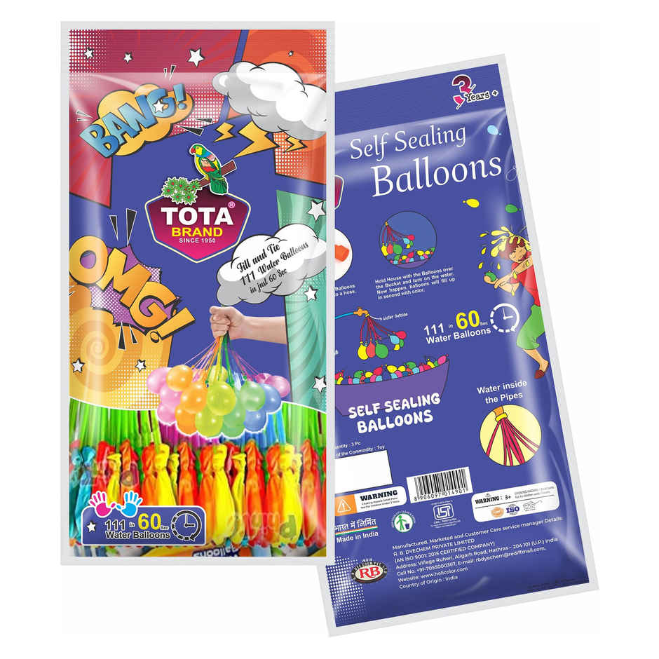 Tota Self Sealing Holi Magic Water Balloon  Bunch | 1 pack (111 pcs) Combo