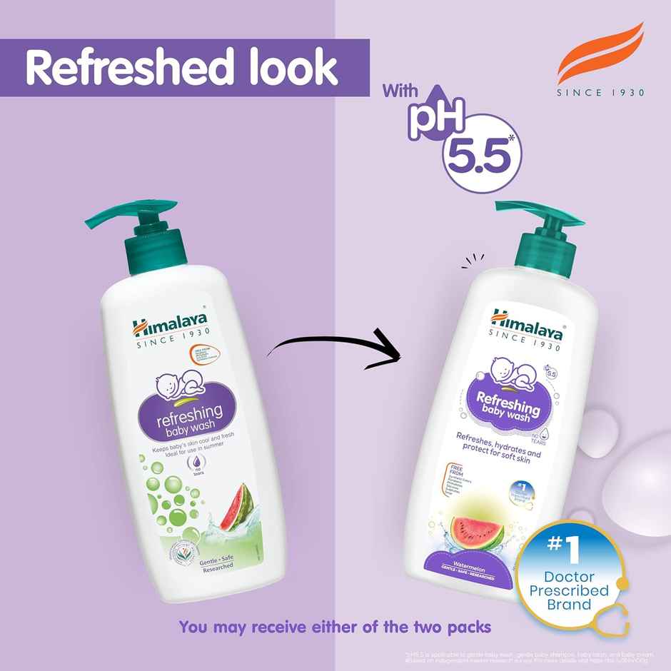 Himalaya Refreshing Baby Wash No Tears Formula With Watermelon Neem & Lemon