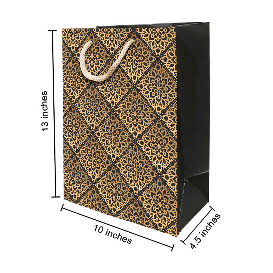 Paperpep Votive Print | Gift Paper Bag | Golden | 13 x 10 x 4.5 in