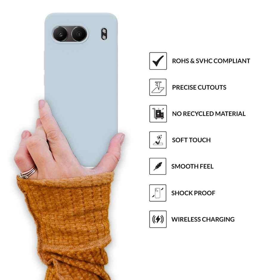 Sprig Premium Back Cover For Oneplus Nord 4 Liquid Silicone Shock Proof | Light Blue