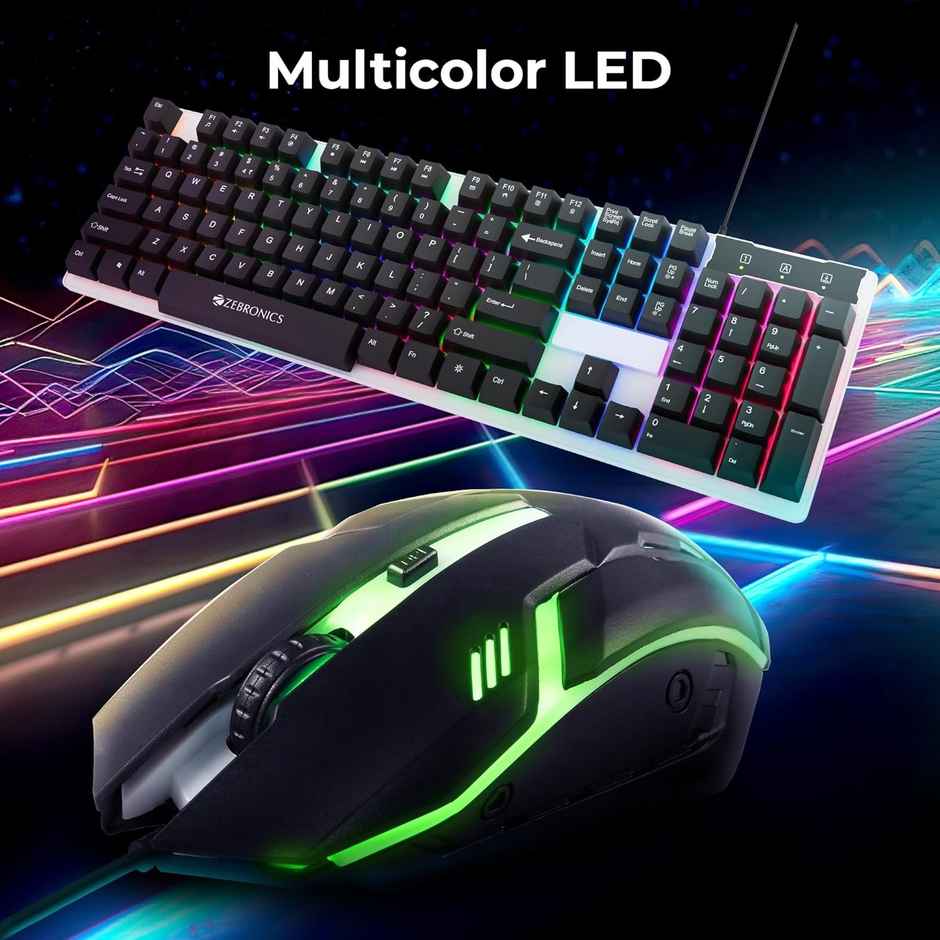 Zebronics Trion Gaming Keyboard & Mouse Gaming Combo 104 Keys Backlit Translucent Led Multi Dpi