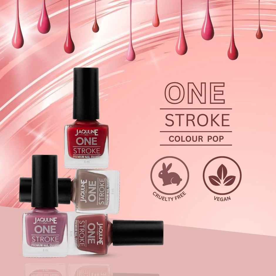 Jaquline USA One Stroke 4 In 1 Nail Kit | Long Lasting | Chip Resistant | Vegan | Quick Dry