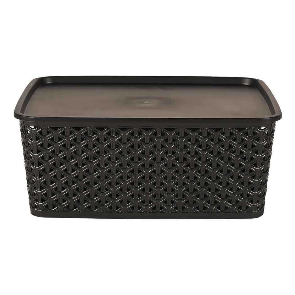 Kuber Industries 3 Pcs Stackable Storage Box Set | Multi-Purpose Organizer for Baby - Black