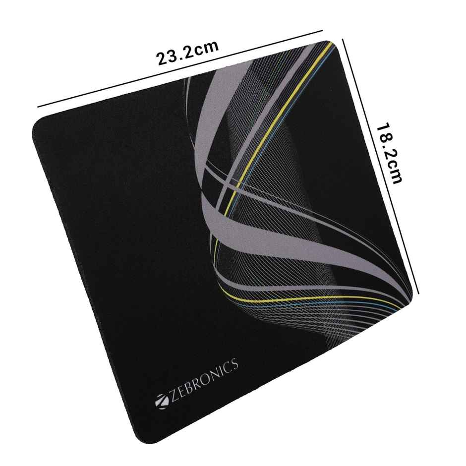 Zebronics MSP-X1 Mouse Pad, for Speed and Precision Operation, Smooth Cloth Surface, Roll and Go, Optimised for All Mouse Sensors, Anti Slip Rubber Base, Surface of 232 x 182 mm - Black