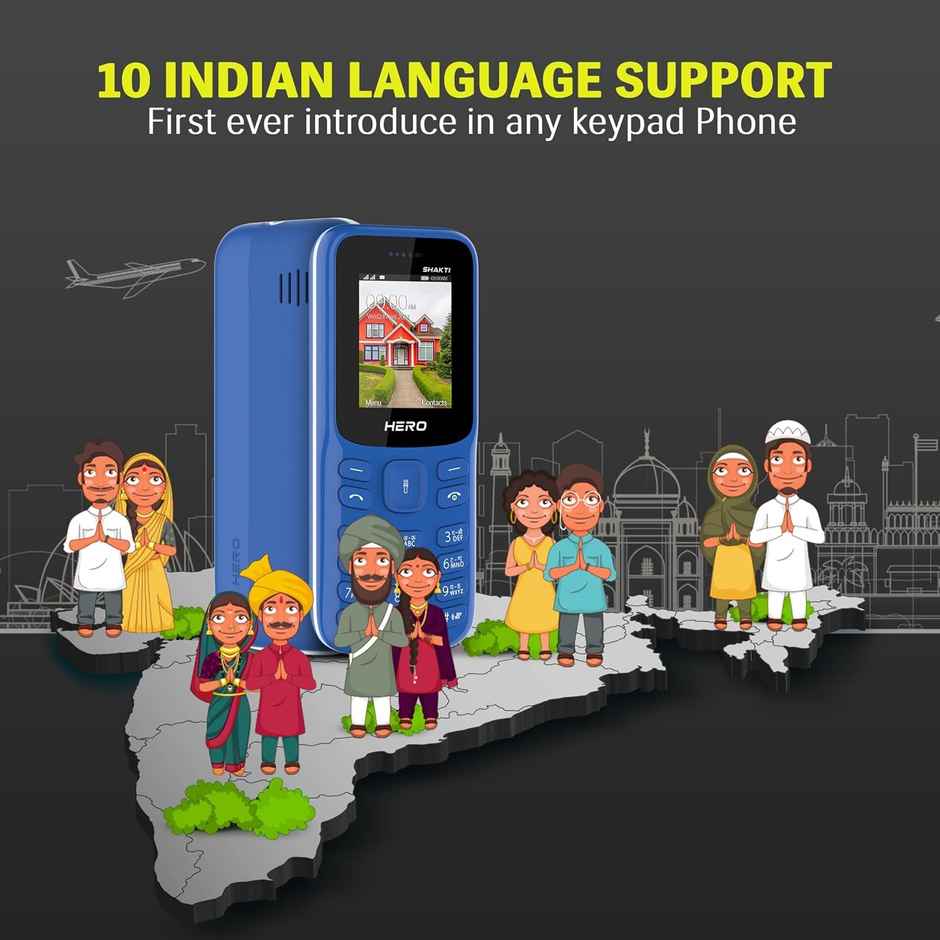 Lava Hero Shakti 2025 Dual Sim Keypad Mobile Phone with Vibration Alert |1.8" Display | Pepsi Blue