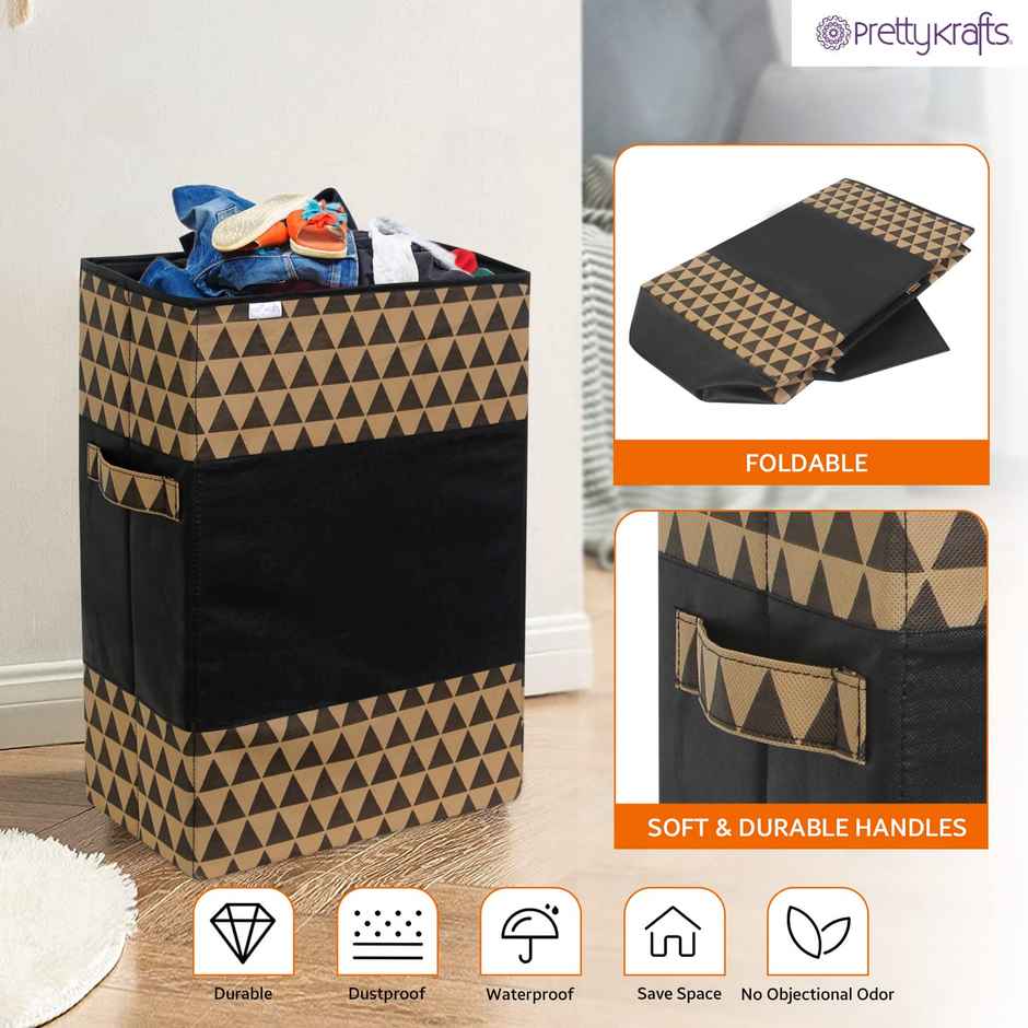 PrettyKrafts Slim Laundry Basket | Organizer with Wheels for Clothes & Storage | Beige - 35 L