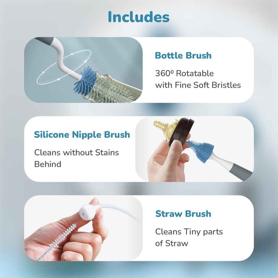 R for Rabbit Hygo Care Teddy Baby Bottle Cleaner (Grey Blue)