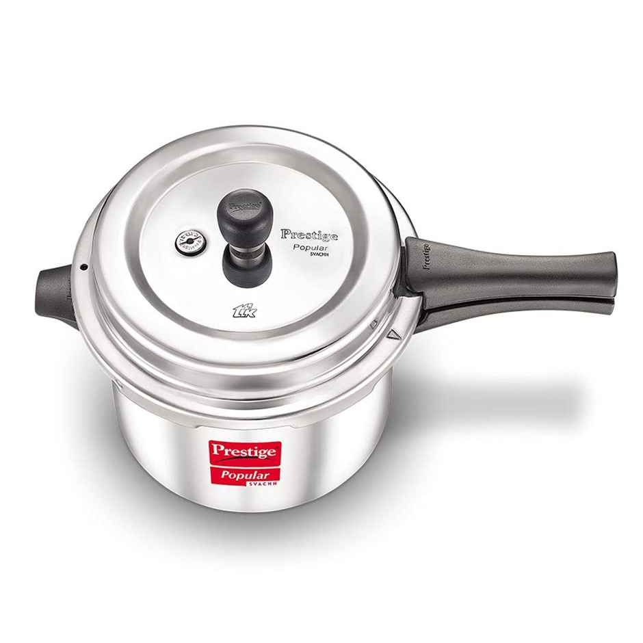 Prestige Popular Svachh Virgin Aluminium Spillage Control Pressure Cooker, 5 L (Silver)