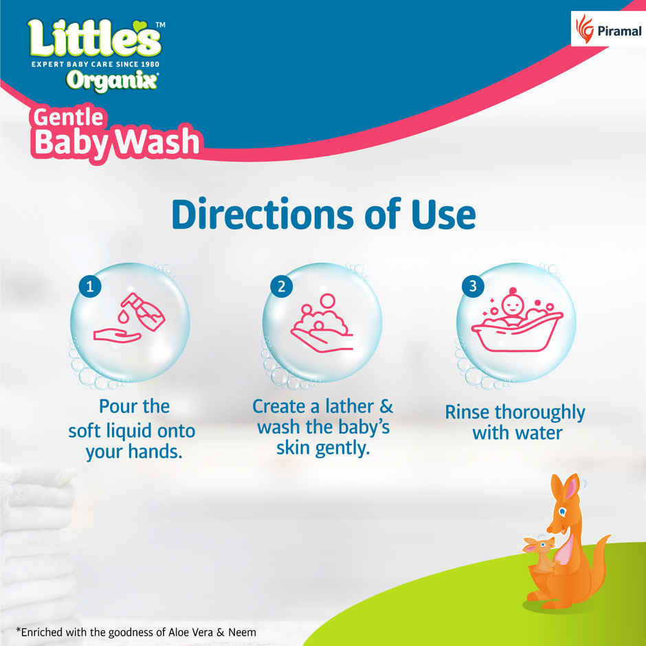 Little's Organix Moisturizing Baby Wash | Tear Free Baby Wash | Aloe Vera - Neem extract
