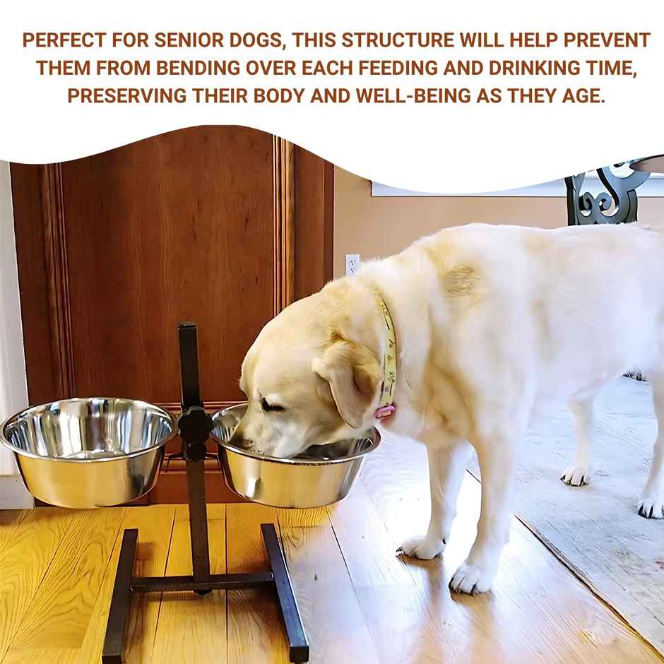 Pets Empire Adjustable Double Diner For Food & Water ( 2 X 4000Ml )