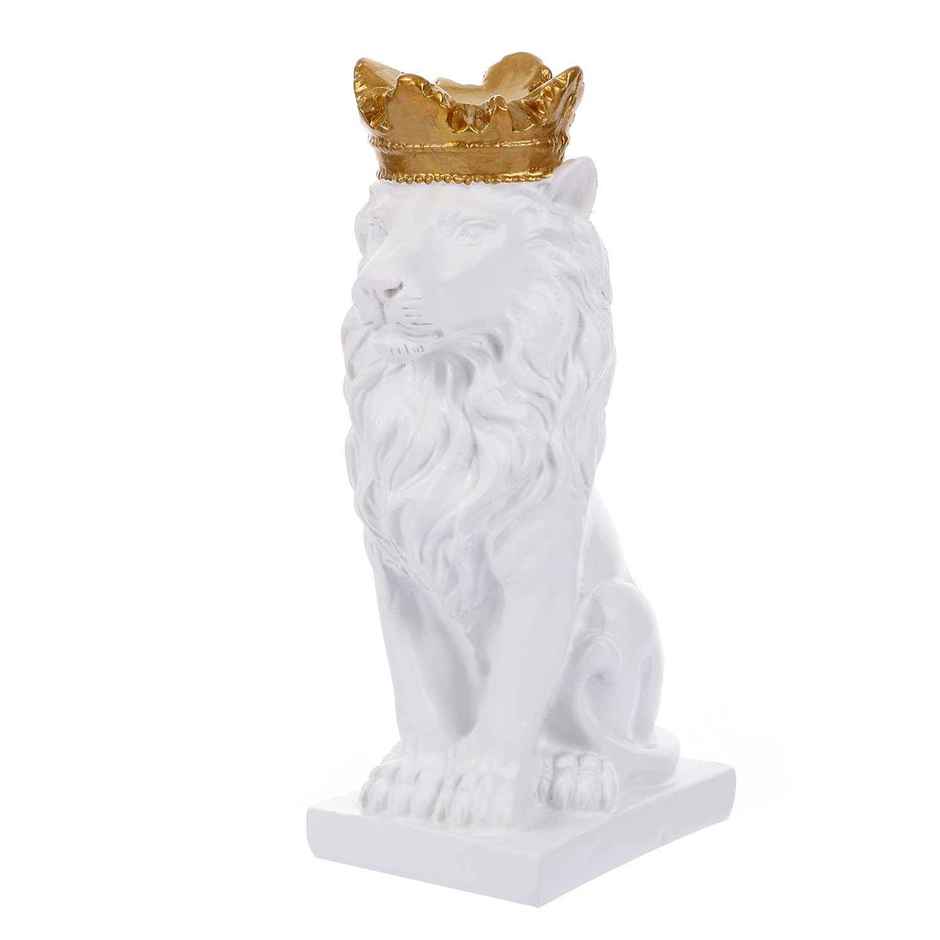 TIED RIBBONS Crown Lion King Showpiece | White - 3.5 in x 7 in