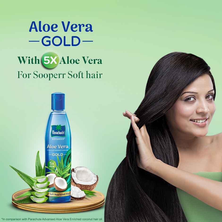 Parachute Advansed Aloe Vera Gold Hair Oil - Coconut for Nourishment, 5X Aloe for Soft Hair