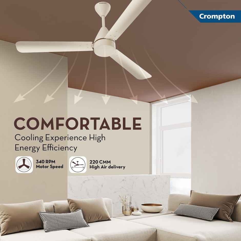 Crompton Energion Hyperjet BLDC Ceiling Fan,1200mm,Remote Control,BEE 5 Star Rated,Anti-Rust,Ivory