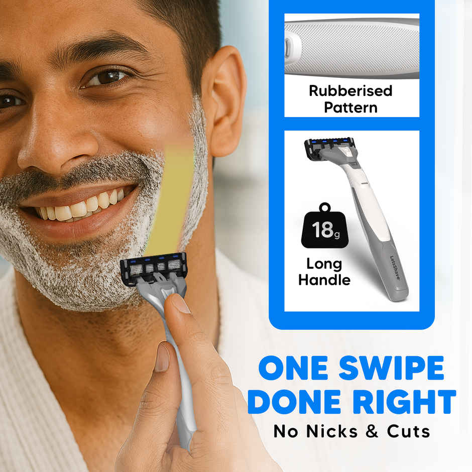 LetsShave Pro 6 Portable Razor for Men | World's First 6-Blade Shaving Razor