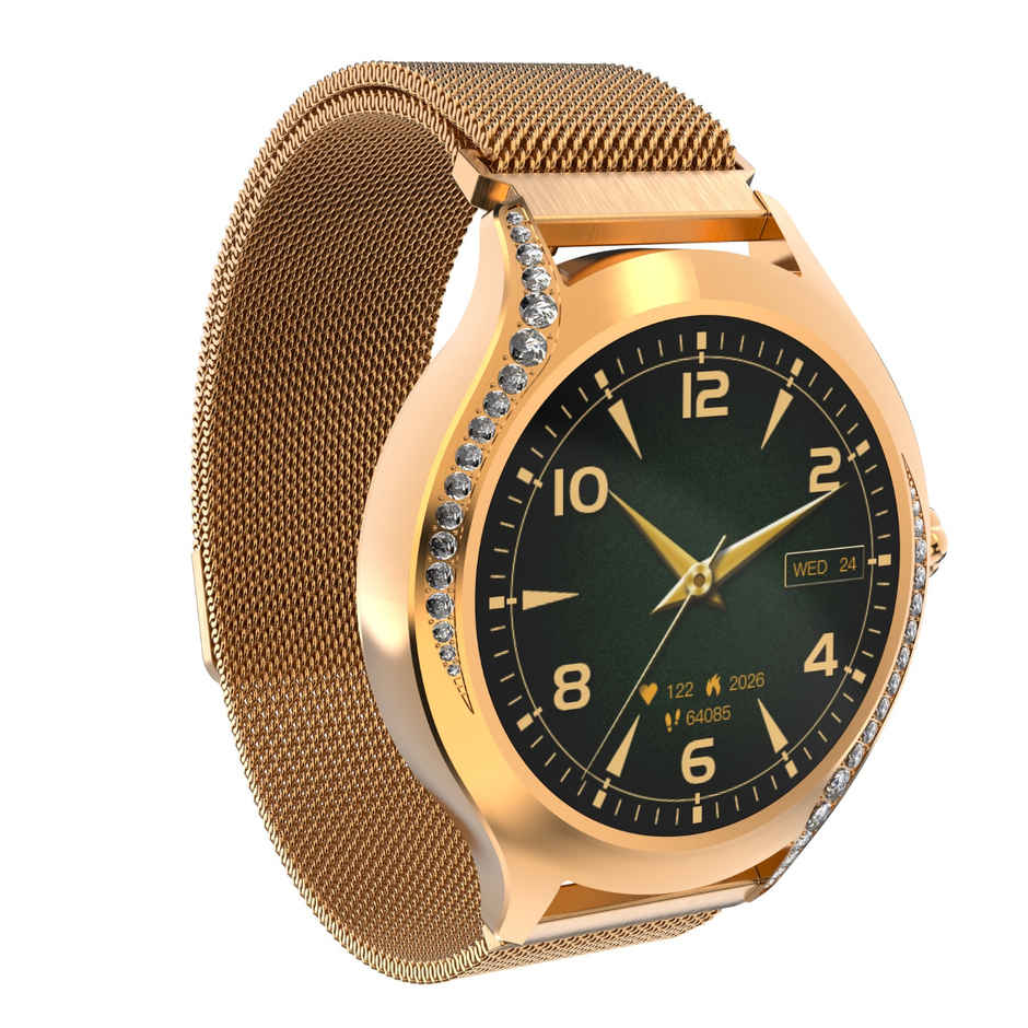 boAt Enigma Gem Women's Luxury Watch w/ 3.02 cm AMOLED Display, BT Calling & QR Tray (Rose Gold)