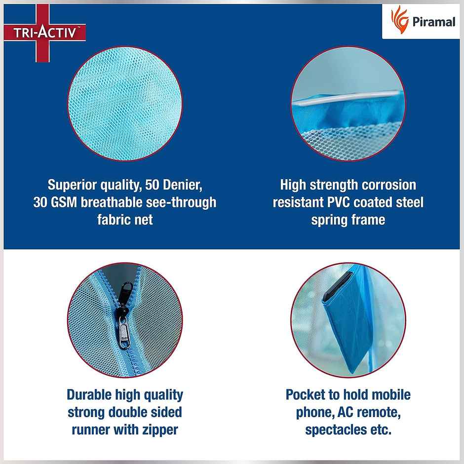 Tri-Activ Premium Machardani Mosquito Net For Single Bed