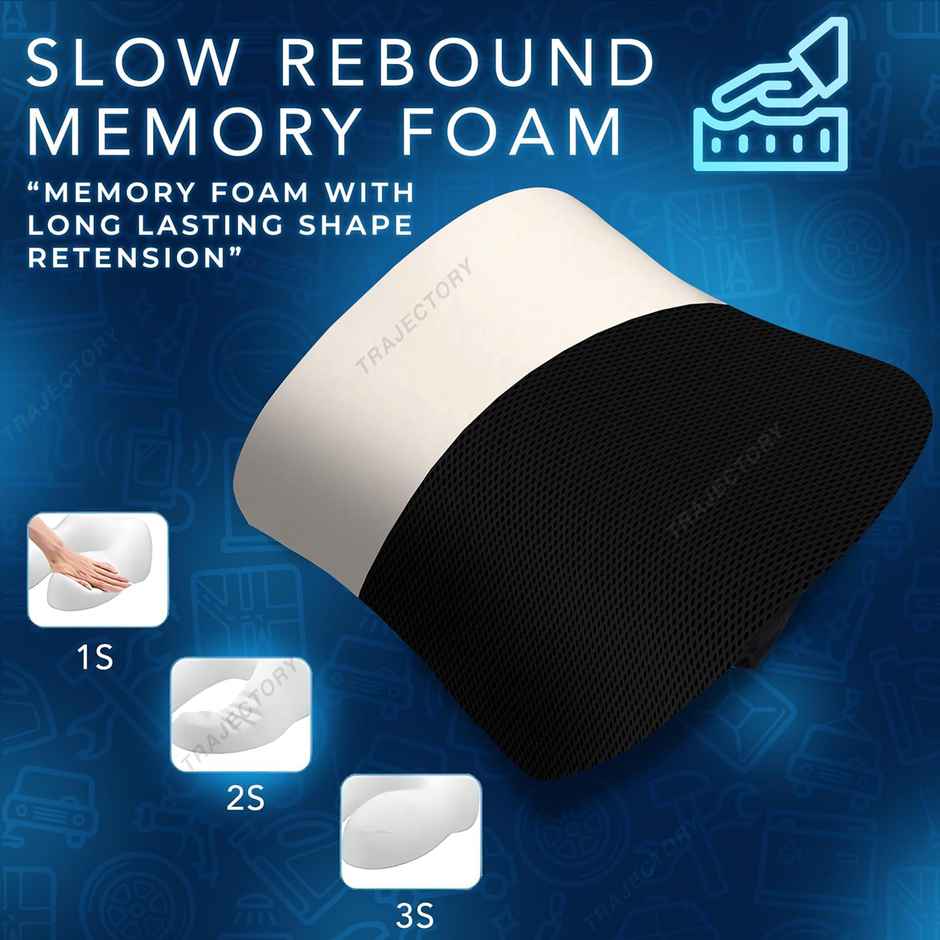 Trajectory Car Headrest Pillow in Memory Foam For Orthopedic Neck Pain During Travel