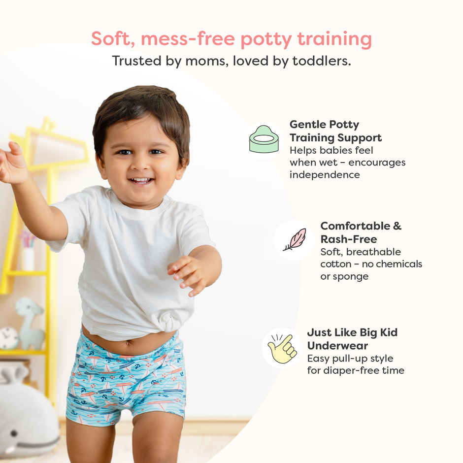 SuperBottoms Pack of 3 Potty Training Padded Underwear (1-2Y) for Mess-free Diaper free time