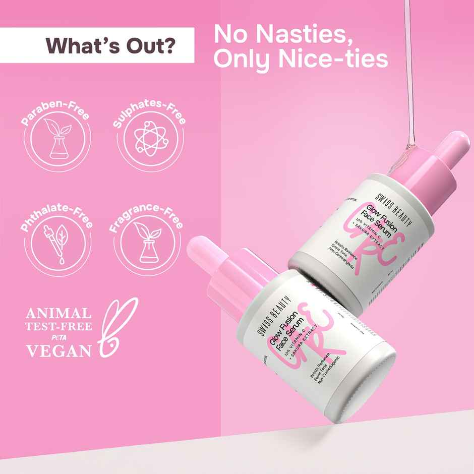 Swiss Beauty Care Glow Fusion Face Serum | Bright & Glow | 10% Vitamin C & Sakura Extract