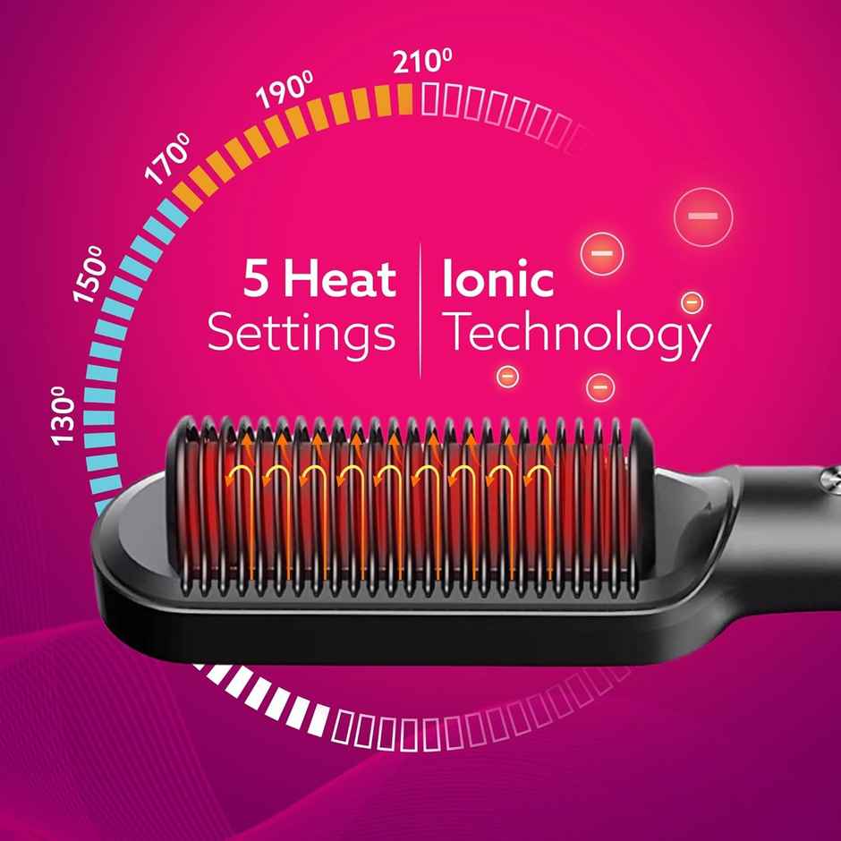 Agaro Hair Straightening Brush, Hair Straightening Comb For Women Ionic Care, 5 Heat Settings