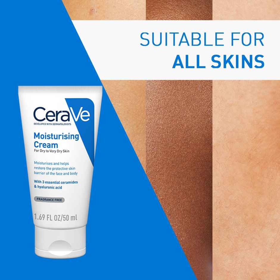CeraVe Moisturizer Cream For Dry Skin Barrier Repair With Ceramides & Hyaluronic Acid