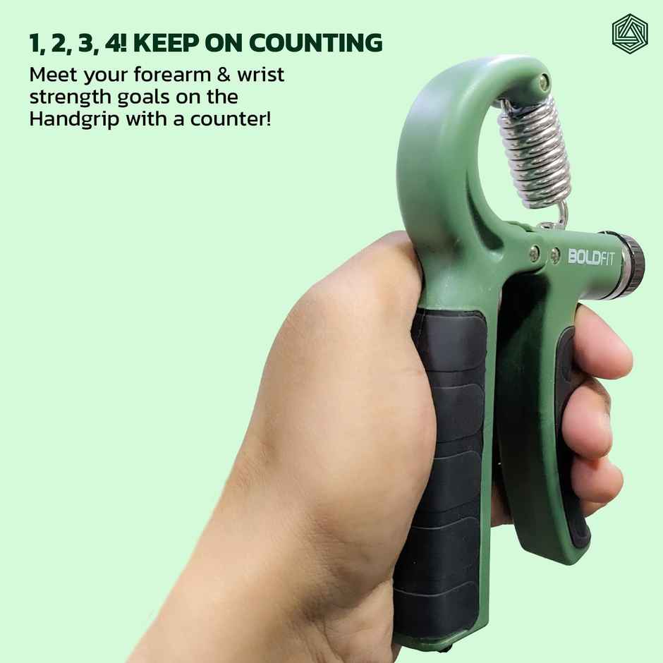 Boldfit Electronic Adjustable Hand Grip Strengthener Army Green- 60Kg