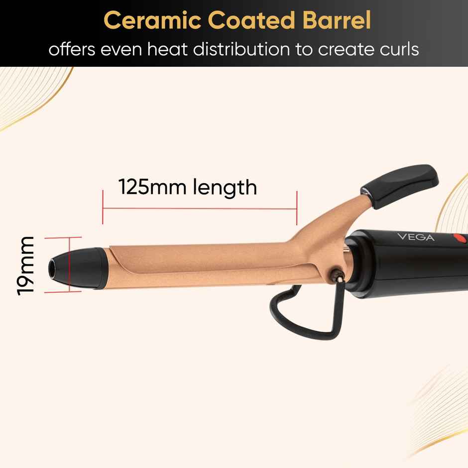 Vega Ease Curl 19 mm Barrel Hair Curler for Women with Cool Tip, Adjustable Temperature (VHCH-01)