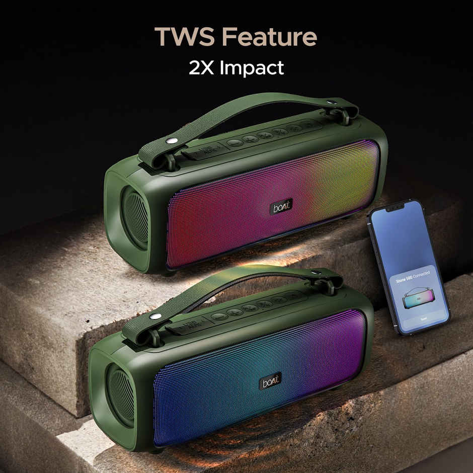 boAt Stone 580 BT Speaker w/ 12W RMS Stereo Sound, 8H Playtime & TWS Feature (Pine Green)