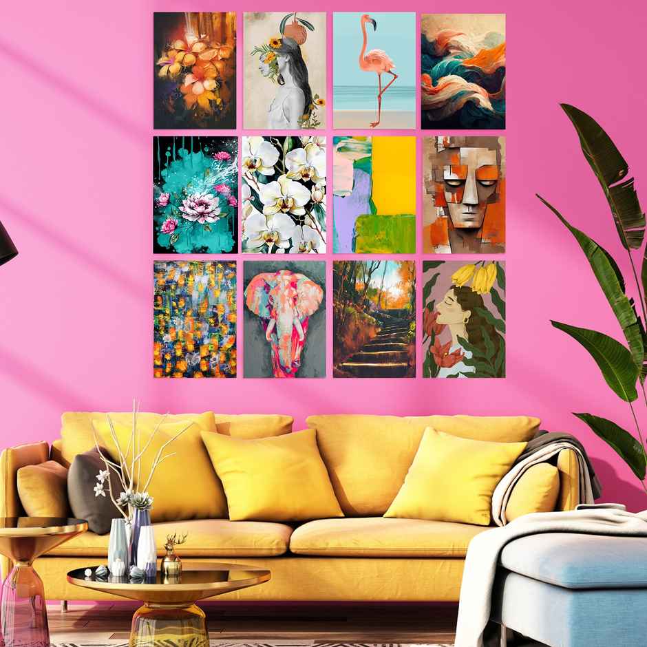 Paper Plane Design Abstract Boho Wall Posters For Living Room | Set Of 12 | Size 29 x 21 cm | D2