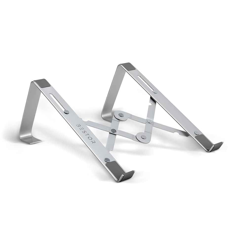 Bestor Portable Adjustable Laptop Foldable Metal Stand with Phone Holder Ergonomic | 9 - 16 in