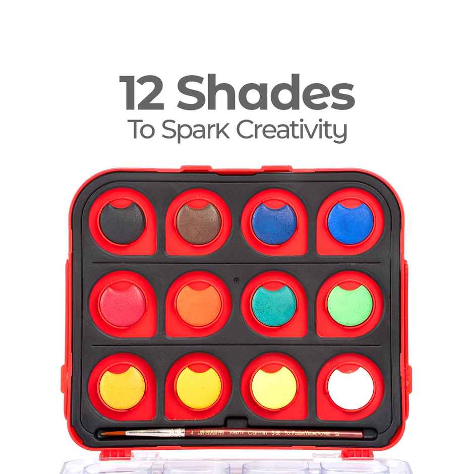 Camel Colorpad Watercolor Cake With Paint Brush 12 Shade Set