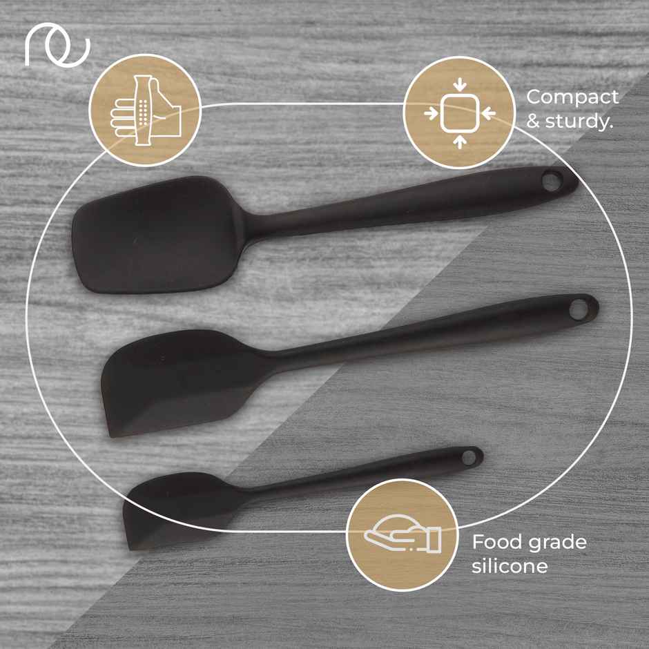 Frenchware Non-Stick Silicone Spatulas, Heat-Resistant, Food-Grade & BPA-Free - Black