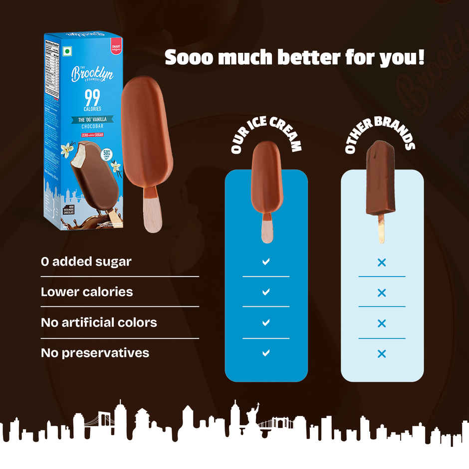 The Brooklyn Creamery 'OG' Vanilla Chocobar Ice Cream|Low Calorie Zero Added Sugar