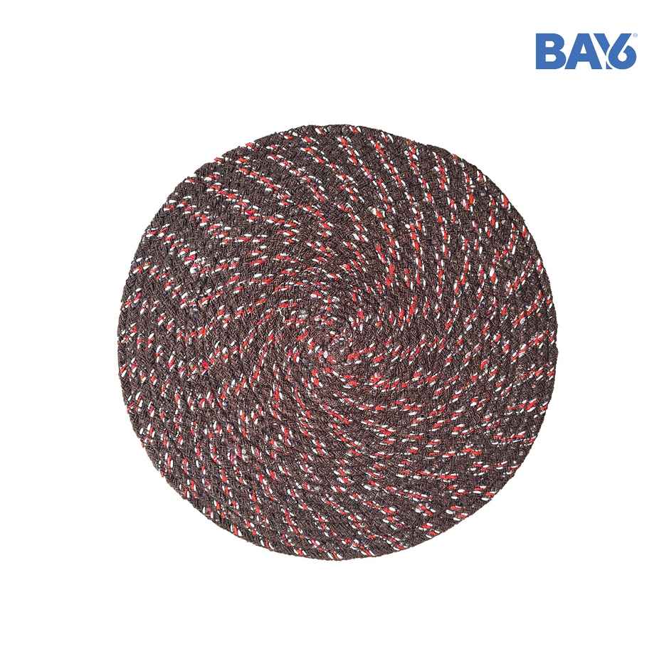BAY6 Aura Cotton Round Floor Mat | Brown | 40 x 40 cm | Pack of 2