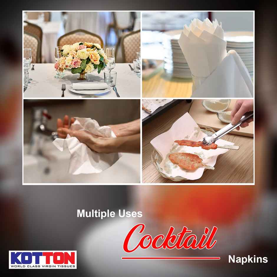 Kotton Multipurpose Napkin | 100% Virgin Pulp-Paper | 25 cm X 25 cm