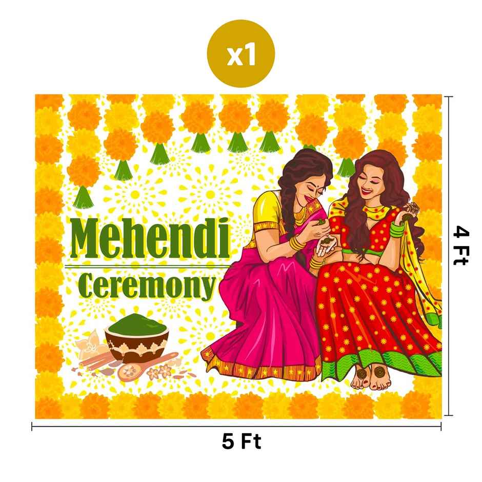 Mehendi Backdrop Decoration Cloth | Party Propz
